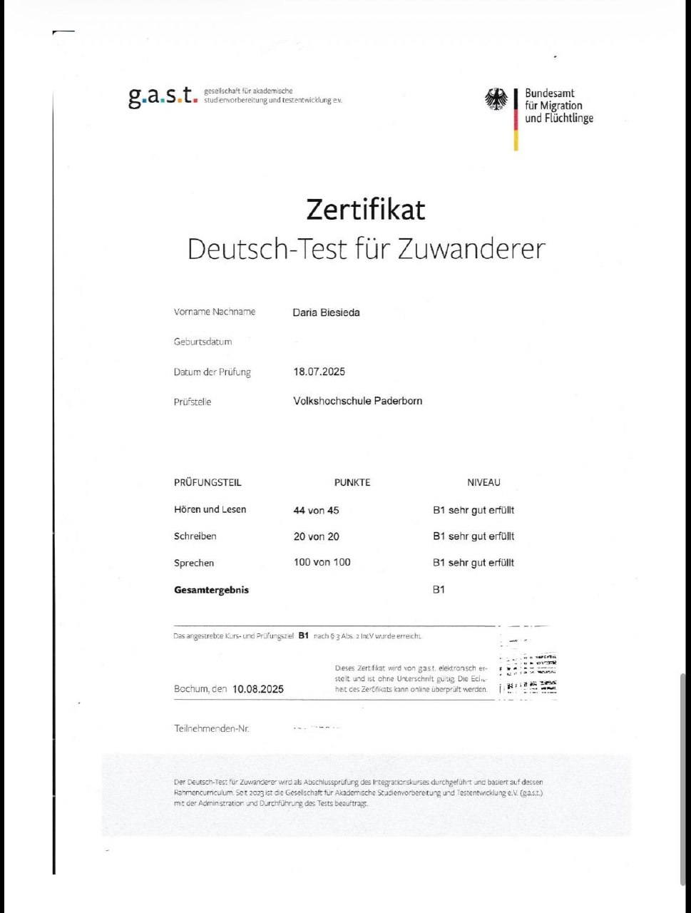 Deutsch Zertifikat